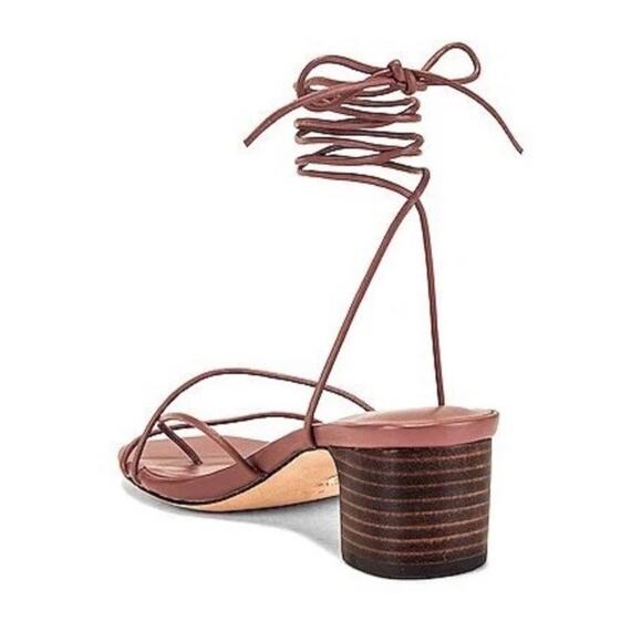 RAYE Talia Pink Leather Ankle Wrap Sandals Block Heel Size 8.5 - Picture 3 of 13